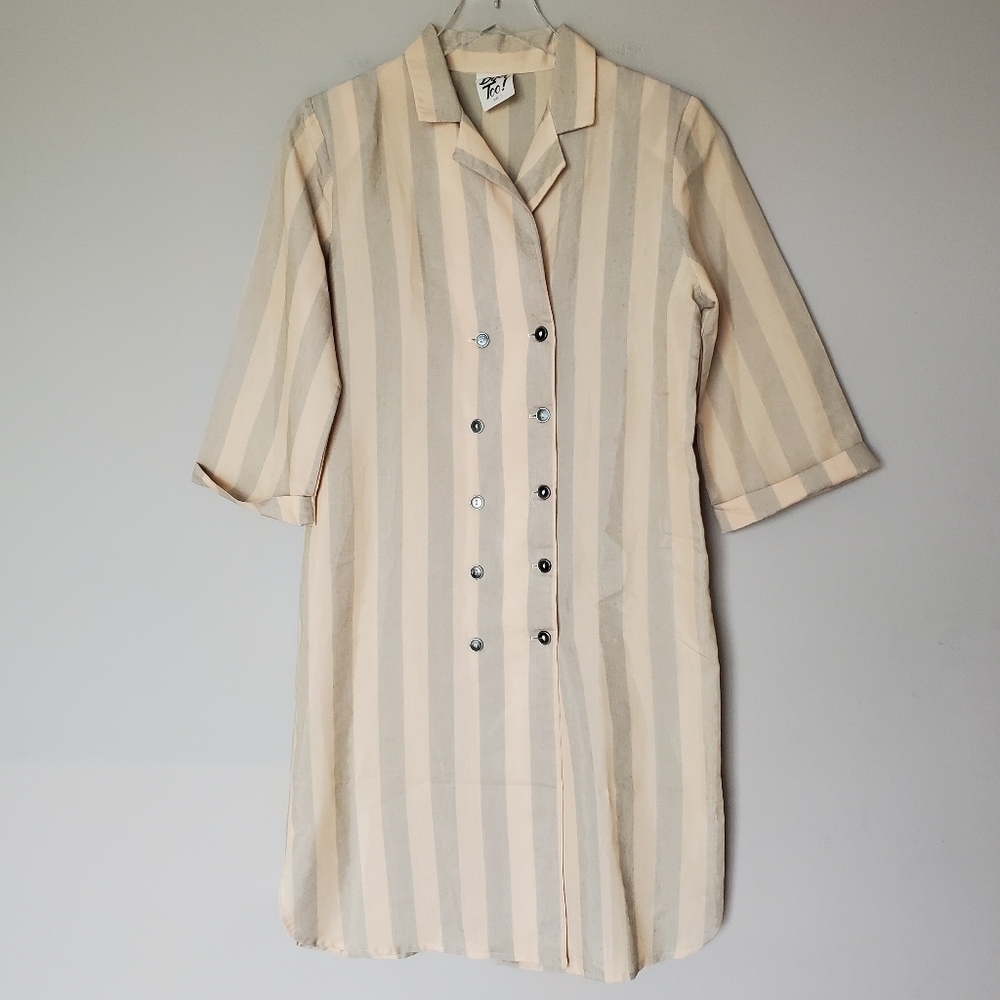 Vintage Byer Too! Cotton Blend Stripe Shirt Dress Made in the USA